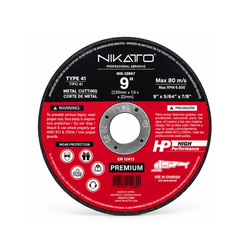 DISCO FINO CORTE METAL & ACERO INOX T41 9" X .5/64 "X 7/8"