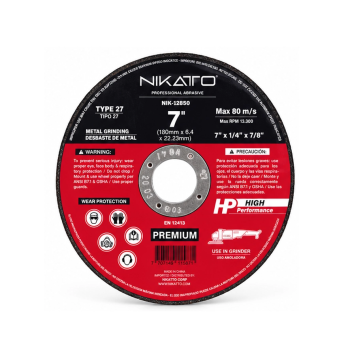 DISCO ABRASIVO DESBASTE TIPO 27 7 " X 1/4 " X 7/8 "