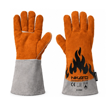 16" GUANTE SOLDADURA INDUSTRIAL NARANJA / GRIS REFUERZO EN GATILLO PULGAR/INDICE