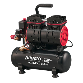 COMPRESOR SILENCIOSO LIBRE DE ACEITE 6L, 0.75HP, 115PSI, 3.2 CFM, 110 VOLTIOS